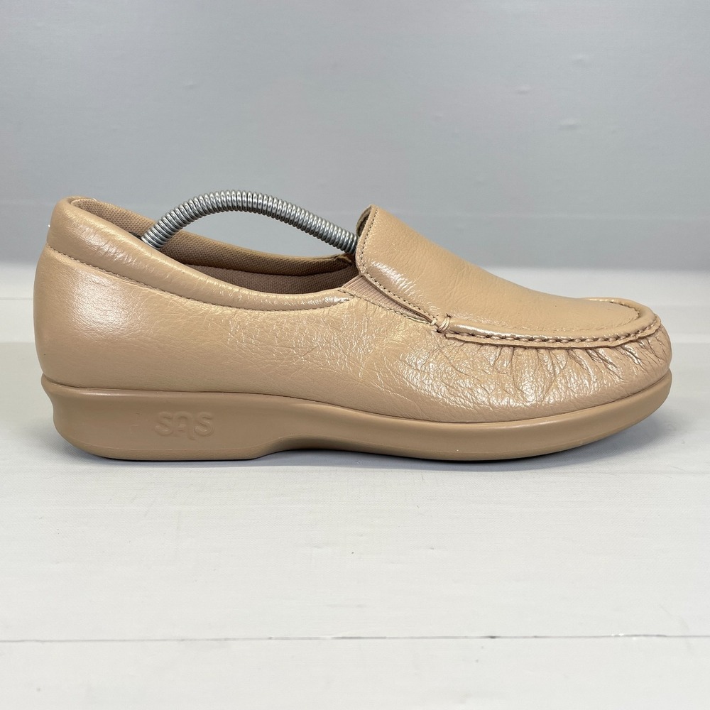 SAS Twin Tripad Comfort Loafers Womens Size 9 M Taupe Leather Slip On Shoes‎